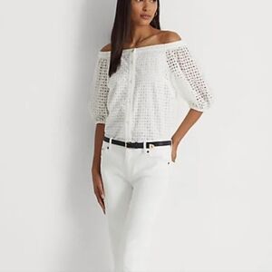 Lauren Ralph Lauren Off-Shoulder White Blouse